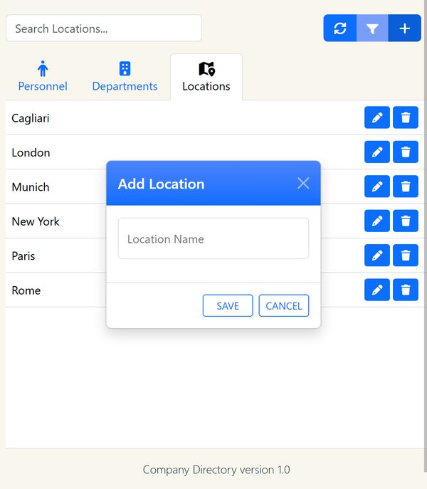 Company Directory: locations view