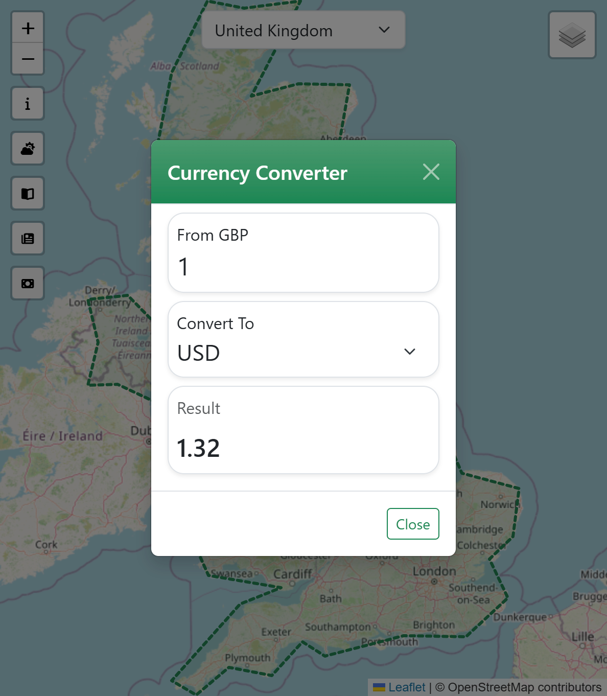 Gazetteer: weather panel